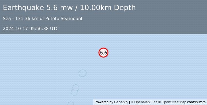 Earthquake KERMADEC ISLANDS REGION (5.6 mw) (2024-10-17 05:56:38 UTC)