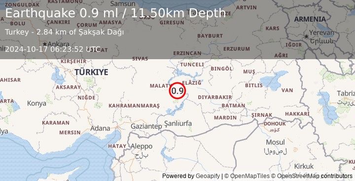 Earthquake EASTERN TURKEY (0.9 ml) (2024-10-17 06:23:52 UTC)