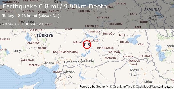 Earthquake EASTERN TURKEY (0.8 ml) (2024-10-17 06:24:52 UTC)