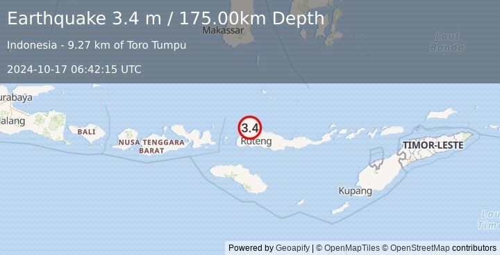 Earthquake FLORES REGION, INDONESIA (3.4 m) (2024-10-17 06:42:15 UTC)