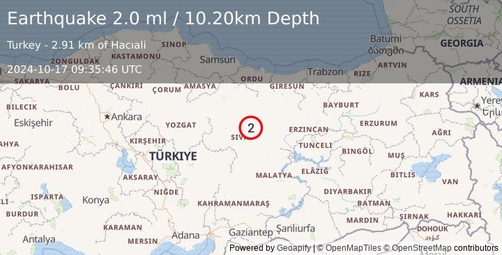 Earthquake CENTRAL TURKEY (2.0 ml) (2024-10-17 09:35:46 UTC)