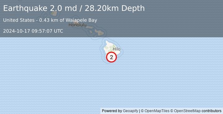 Earthquake ISLAND OF HAWAII, HAWAII (2.0 md) (2024-10-17 09:57:07 UTC)