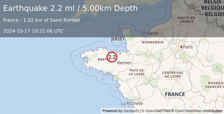 Earthquake FRANCE (2.2 ml) (2024-10-17 10:21:06 UTC)