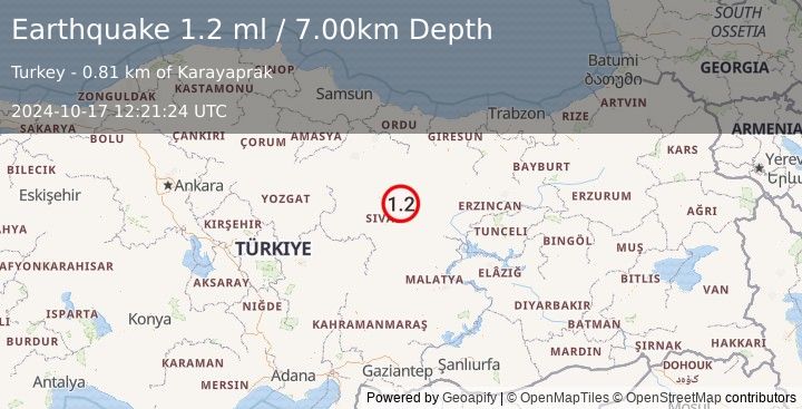 Earthquake CENTRAL TURKEY (1.2 ml) (2024-10-17 12:21:24 UTC)