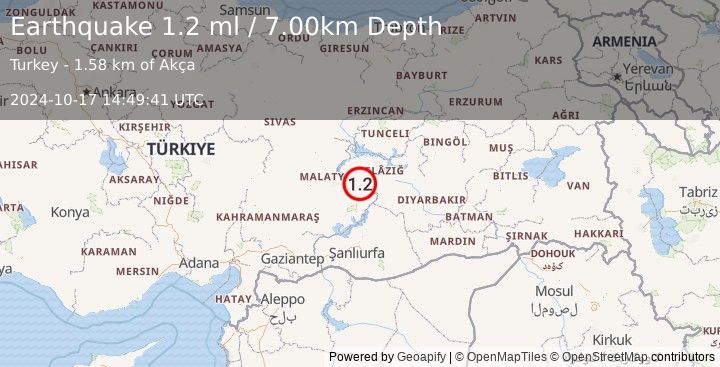 Earthquake EASTERN TURKEY (1.2 ml) (2024-10-17 14:49:41 UTC)