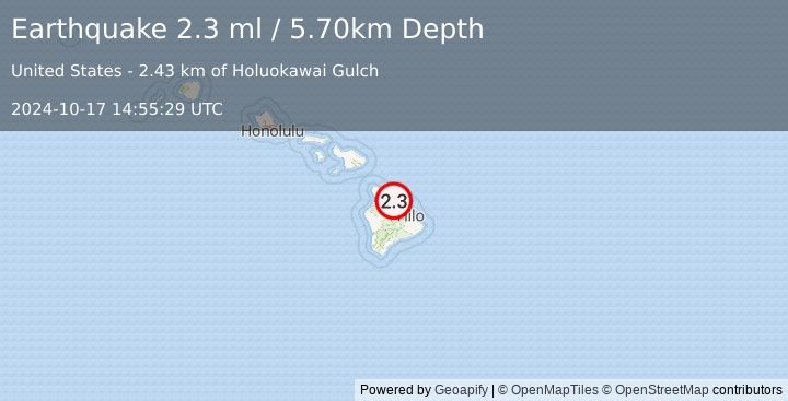 Earthquake ISLAND OF HAWAII, HAWAII (2.3 ml) (2024-10-17 14:55:29 UTC)