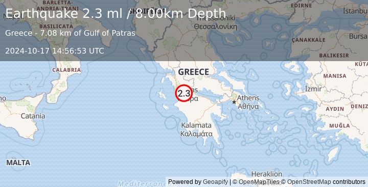 Earthquake GREECE (2.3 ml) (2024-10-17 14:56:53 UTC)