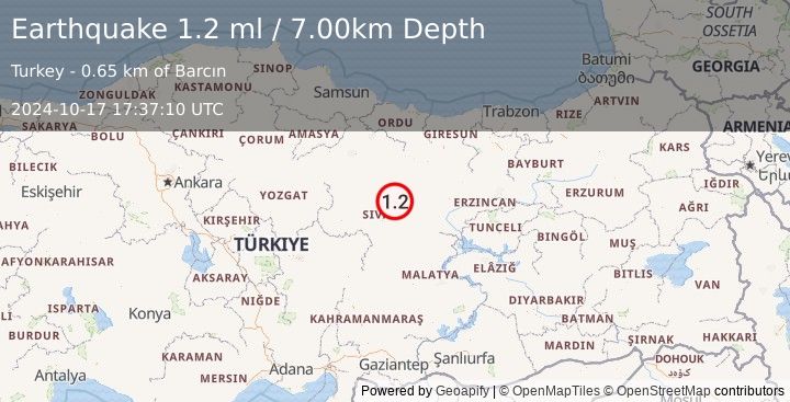 Earthquake CENTRAL TURKEY (1.2 ml) (2024-10-17 17:37:10 UTC)