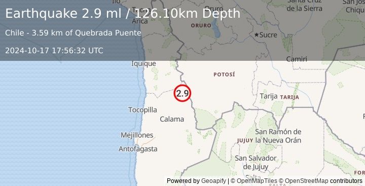 Earthquake ANTOFAGASTA, CHILE (2.9 ml) (2024-10-17 17:56:32 UTC)