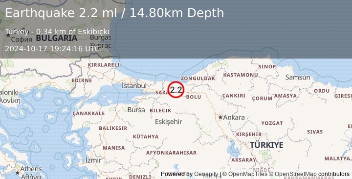 Earthquake WESTERN TURKEY (2.2 ml) (2024-10-17 19:24:16 UTC)