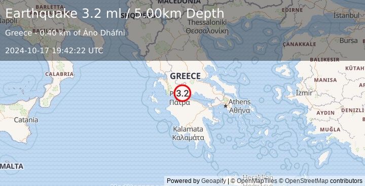 Earthquake GREECE (3.2 ml) (2024-10-17 19:42:22 UTC)