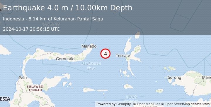 Earthquake MOLUCCA SEA (4.0 m) (2024-10-17 20:56:15 UTC)