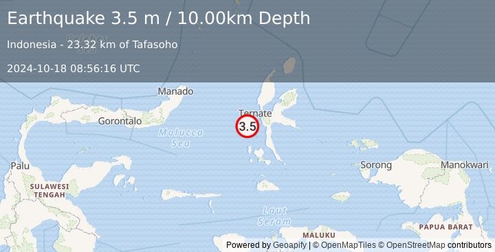 Earthquake HALMAHERA, INDONESIA (3.5 m) (2024-10-18 08:56:16 UTC)