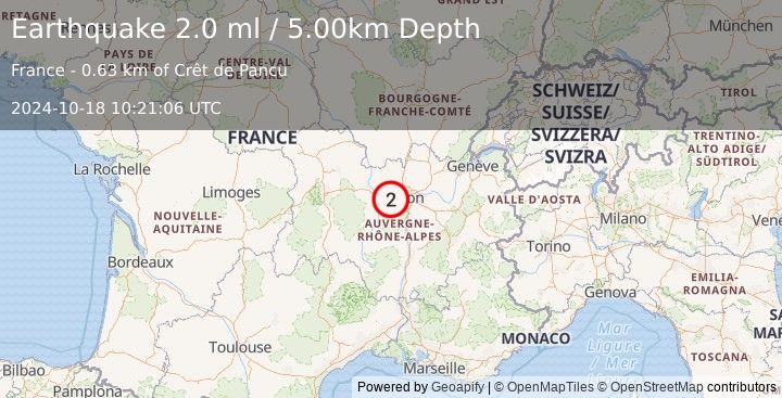 Earthquake FRANCE (2.0 ml) (2024-10-18 10:21:06 UTC)