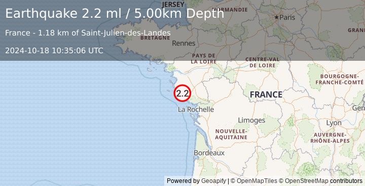 Earthquake FRANCE (2.2 ml) (2024-10-18 10:35:06 UTC)