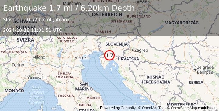 Earthquake SLOVENIA (1.7 ml) (2024-10-18 11:01:51 UTC)