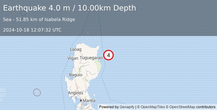 Earthquake LUZON, PHILIPPINES (4.0 m) (2024-10-18 12:07:32 UTC)