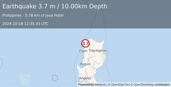 Earthquake LUZON, PHILIPPINES (3.7 m) (2024-10-18 12:35:33 UTC)