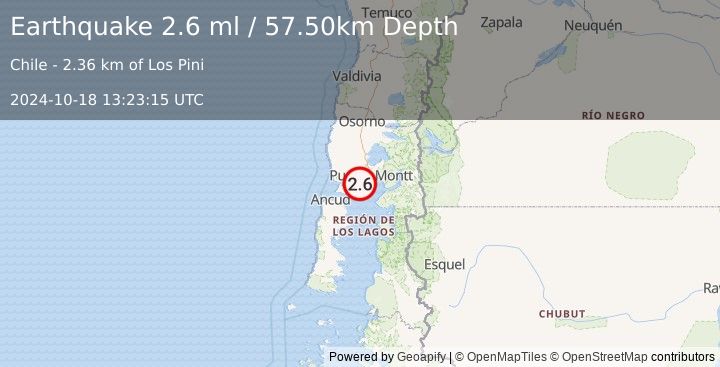 Earthquake LOS LAGOS, CHILE (2.6 ml) (2024-10-18 13:23:15 UTC)