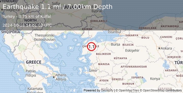 Earthquake WESTERN TURKEY (1.1 ml) (2024-10-18 14:01:02 UTC)