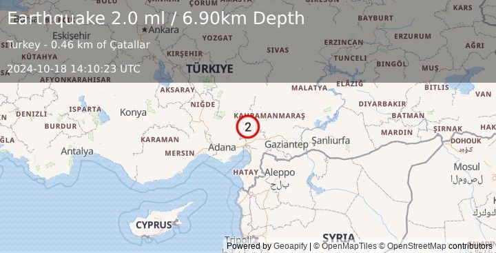 Earthquake CENTRAL TURKEY (2.0 ml) (2024-10-18 14:10:23 UTC)