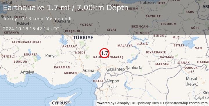 Earthquake CENTRAL TURKEY (1.7 ml) (2024-10-18 15:42:14 UTC)