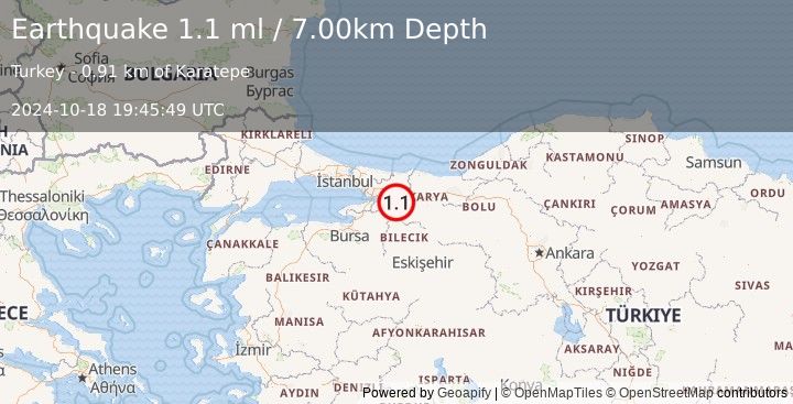 Earthquake WESTERN TURKEY (1.1 ml) (2024-10-18 19:45:49 UTC)