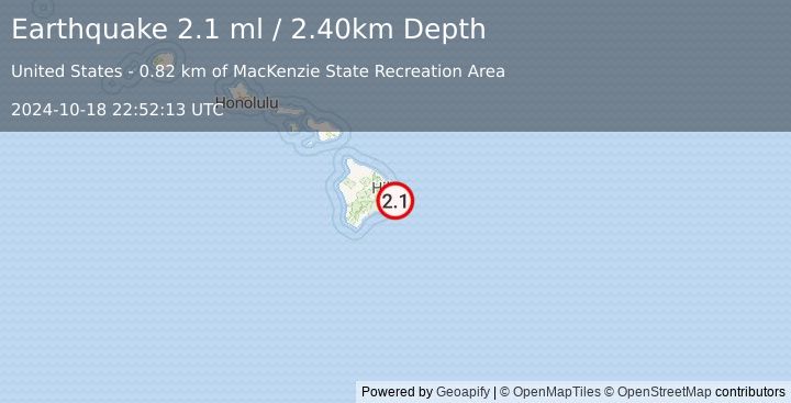 Earthquake HAWAII REGION, HAWAII (2.1 ml) (2024-10-18 22:52:13 UTC)