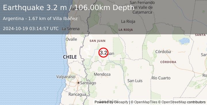 Earthquake SAN JUAN, ARGENTINA (3.2 m) (2024-10-19 03:14:57 UTC)