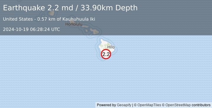 Earthquake ISLAND OF HAWAII, HAWAII (2.2 md) (2024-10-19 06:28:24 UTC)