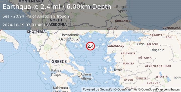 Earthquake AEGEAN SEA (2.4 ml) (2024-10-19 07:01:46 UTC)