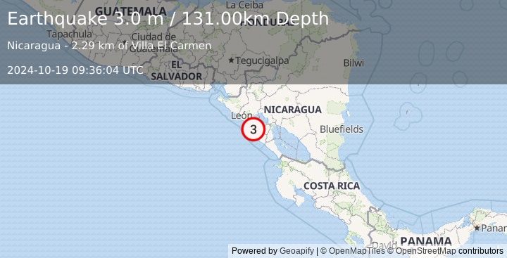 Earthquake NICARAGUA (3.0 m) (2024-10-19 09:36:04 UTC)