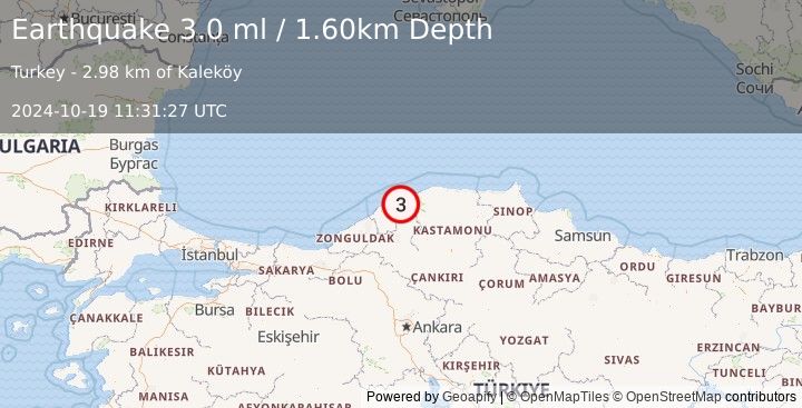 Earthquake CENTRAL TURKEY (3.0 ml) (2024-10-19 11:31:27 UTC)