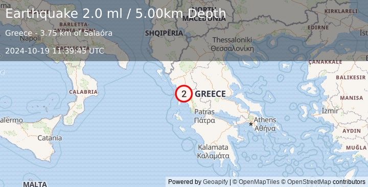 Earthquake GREECE (2.0 ml) (2024-10-19 11:39:45 UTC)