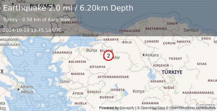 Earthquake WESTERN TURKEY (2.0 ml) (2024-10-19 13:49:58 UTC)