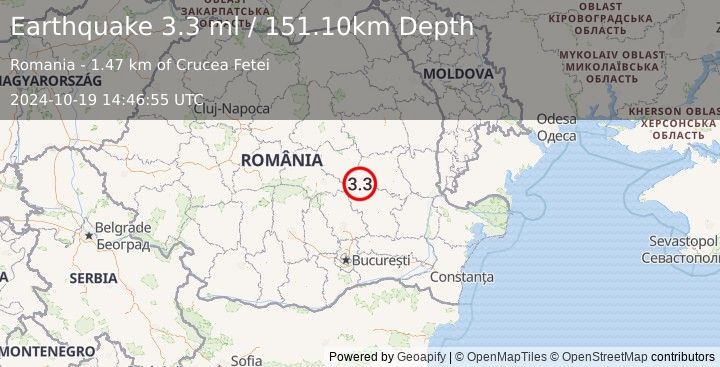 Earthquake ROMANIA (3.3 ml) (2024-10-19 14:46:55 UTC)