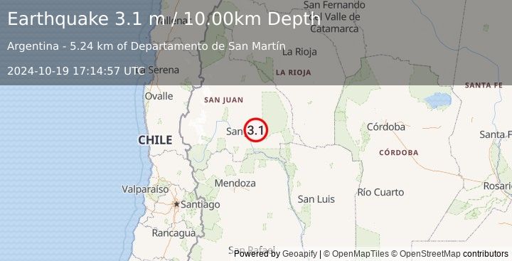 Earthquake SAN JUAN, ARGENTINA (3.1 m) (2024-10-19 17:14:57 UTC)