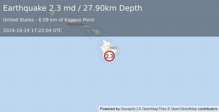 Earthquake ISLAND OF HAWAII, HAWAII (2.3 md) (2024-10-19 17:22:04 UTC)