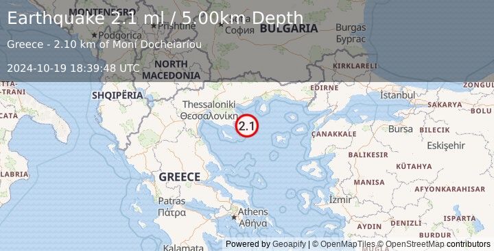 Earthquake AEGEAN SEA (2.1 ml) (2024-10-19 18:39:48 UTC)