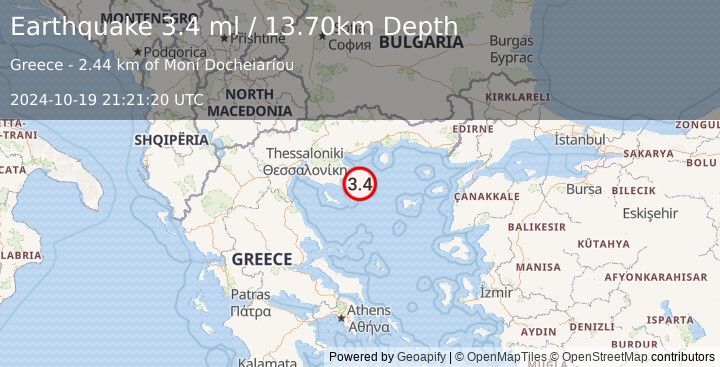 Earthquake AEGEAN SEA (3.4 ml) (2024-10-19 21:21:20 UTC)