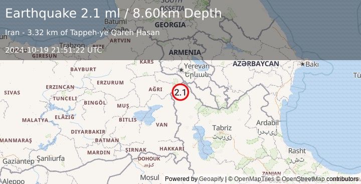 Earthquake TURKEY-IRAN BORDER REGION (2.1 ml) (2024-10-19 21:51:22 UTC)