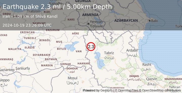 Earthquake TURKEY-IRAN BORDER REGION (2.3 ml) (2024-10-19 23:26:09 UTC)