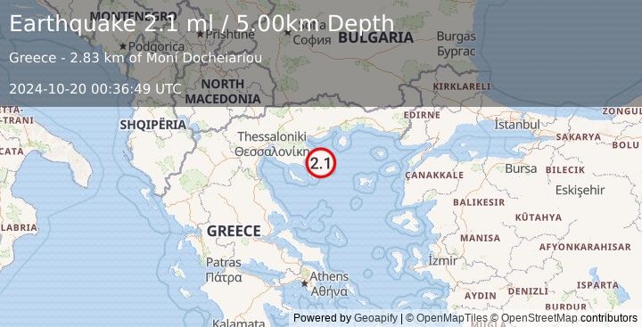 Earthquake AEGEAN SEA (2.1 ml) (2024-10-20 00:36:49 UTC)