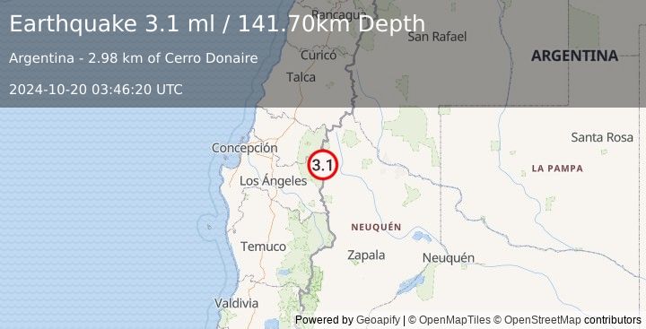 Earthquake BIO-BIO, CHILE (3.1 ml) (2024-10-20 03:46:20 UTC)