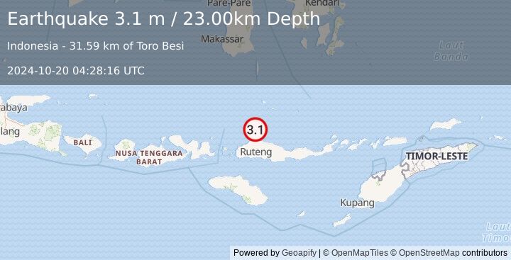 Earthquake FLORES SEA (3.1 m) (2024-10-20 04:28:16 UTC)