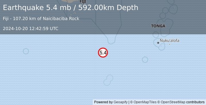 Earthquake FIJI REGION (5.4 mb) (2024-10-20 12:42:59 UTC)