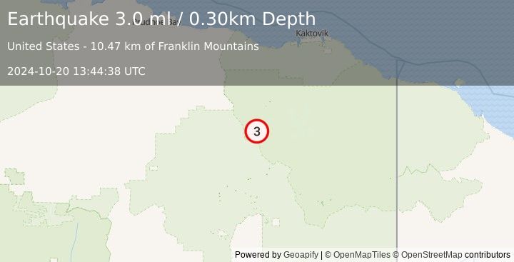 Earthquake NORTHERN ALASKA (3.0 ml) (2024-10-20 13:44:38 UTC)