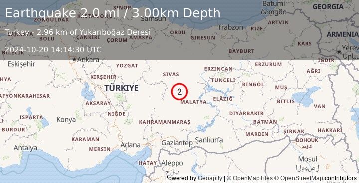 Earthquake CENTRAL TURKEY (2.0 ml) (2024-10-20 14:14:30 UTC)