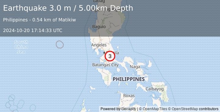 Earthquake LUZON, PHILIPPINES (3.0 m) (2024-10-20 17:14:33 UTC)