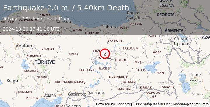 Earthquake EASTERN TURKEY (2.0 ml) (2024-10-20 17:41:16 UTC)